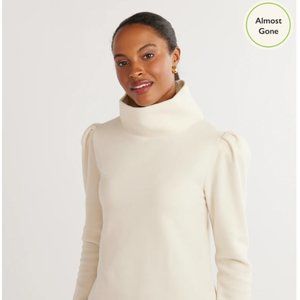 Dudley Stephens Palmer Puff Sleeve Turtleneck in Cream, sz large